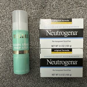 Milani Clean Start Prep Step Facial Mist and Neutrogena facial bars